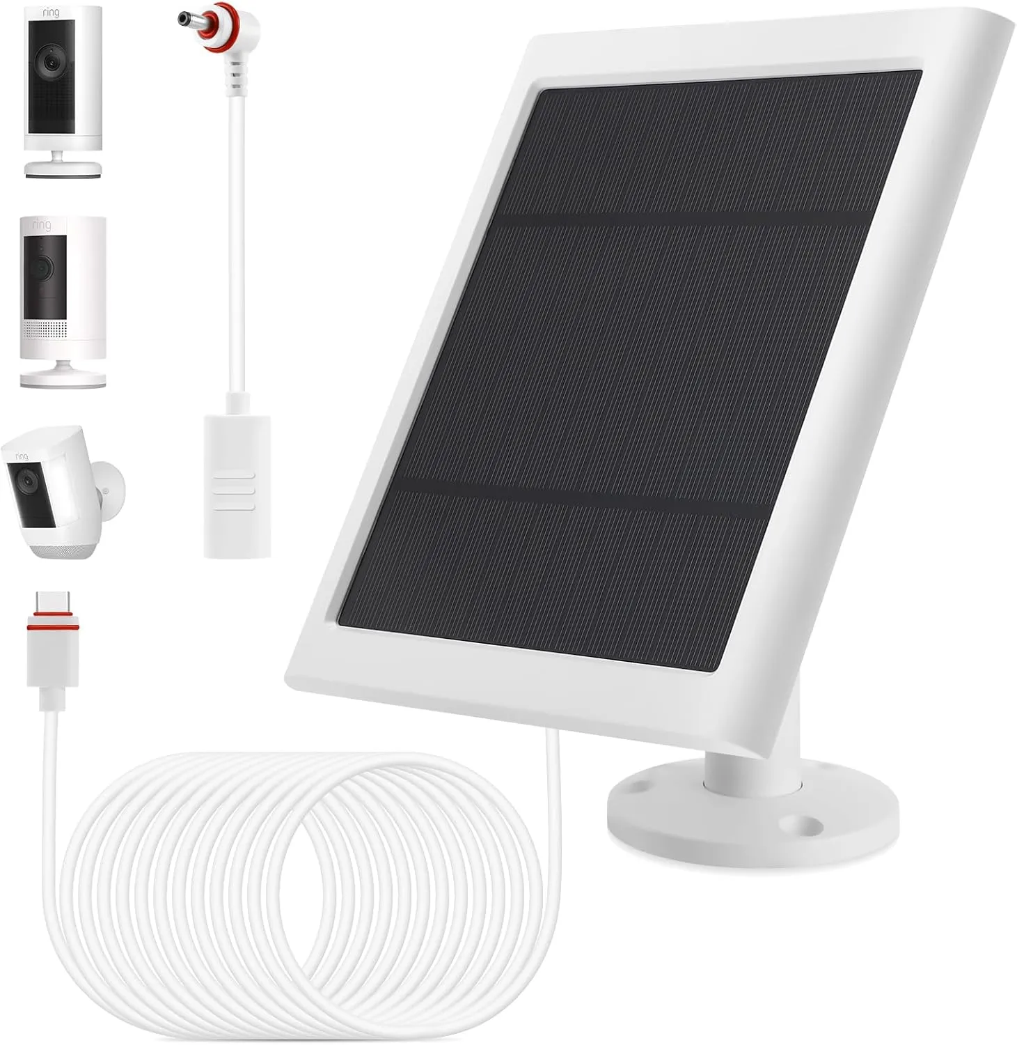 1 Pack - Solar Panel for Ring Camera, Compatible with Ring Spotlight Cam Plus/Pro(Battery) & Ring Stick Up Cam/Pro Battery & Ring Spotlight Cam Battery with 10FT/3M Long Cable