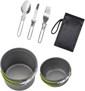 1 Set Portable Camping Cookware Set Pot Pan Camping Kettle Skillet Outdoor Alcohol Stove for 1-2 People