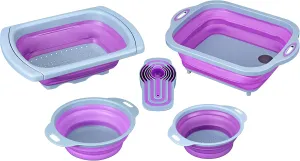 10 PCS Collapsible Kitchen Silicone Over the sink Strainer, Colander, Mixing Bowl, Cutting Board, Measuring Cups Set