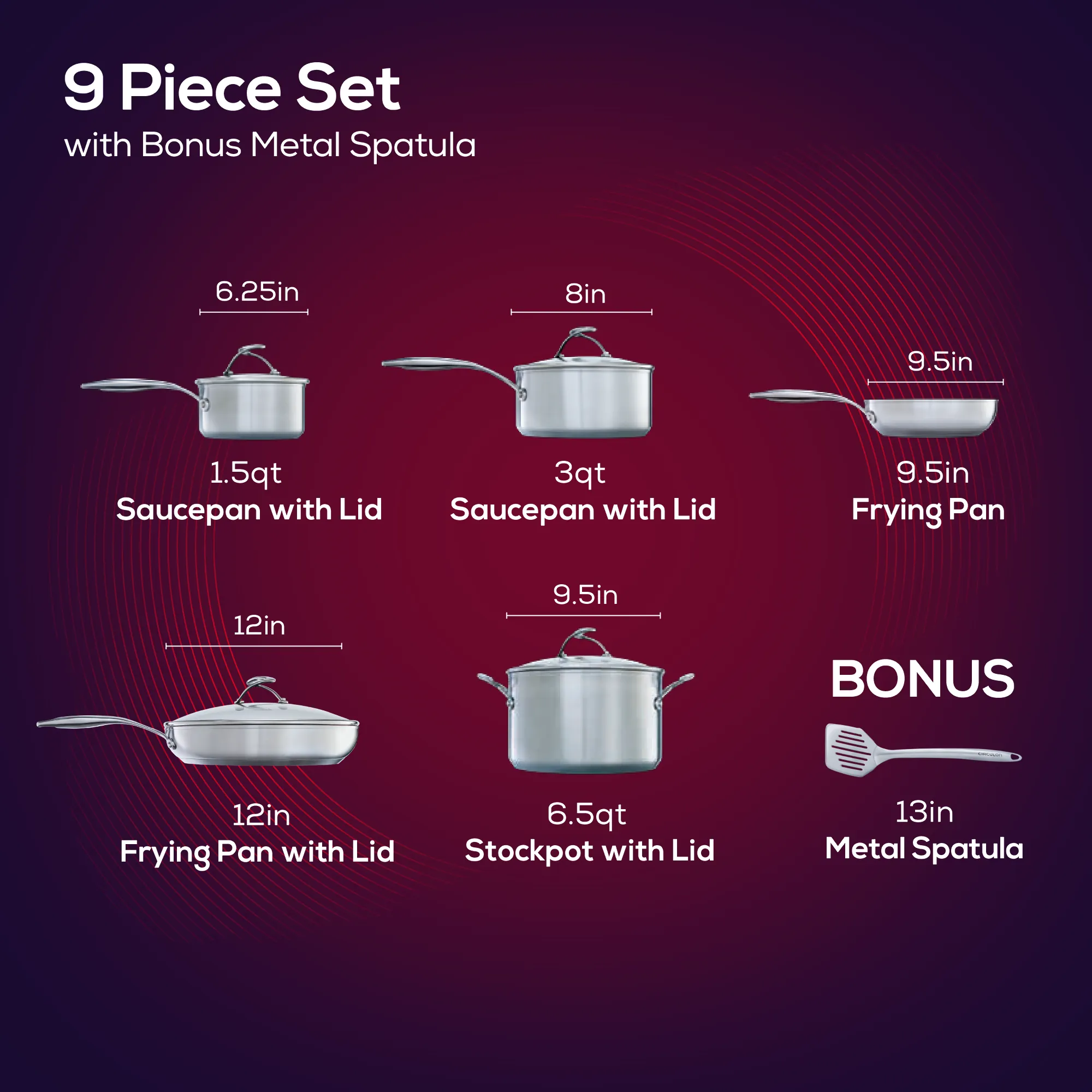 10-Piece Hybrid Stainless Steel Cookware Set