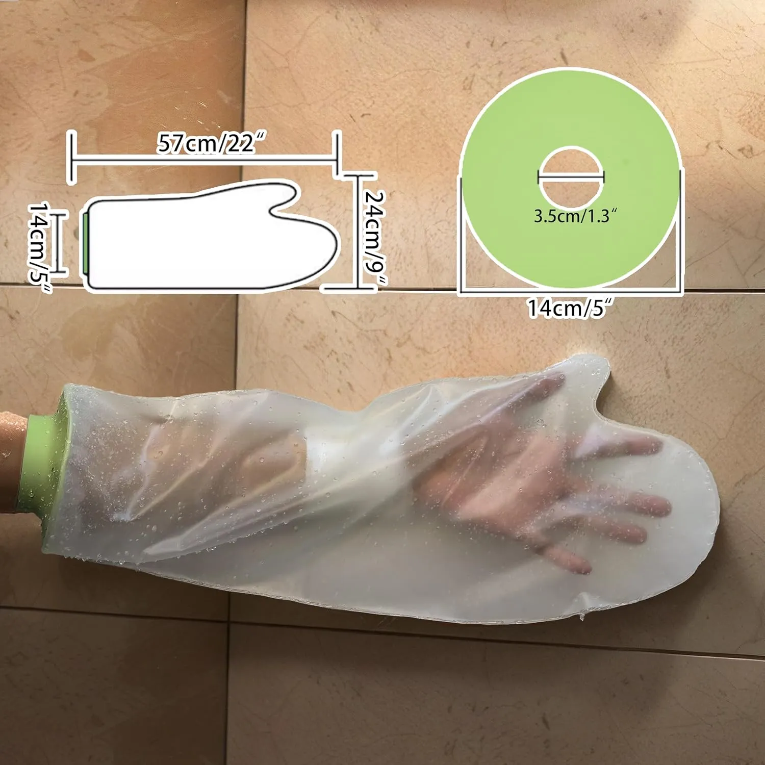 100% Waterproof Arm Cast Cover for Shower Adult Cast Covers Protector Sleeve Bag Watertight Seal Keep Wounds Dry Reusable Elastic Cast Bag for Bandage