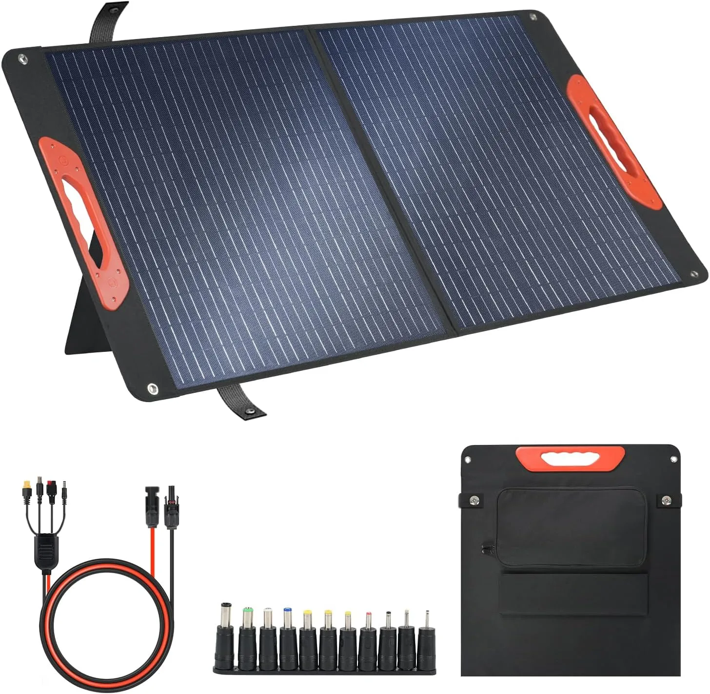 100W Foldable Solar Panel - Charger for Power Stations | Monocrystalline 23.5% High Efficiency QC3.0 USB-A/USB-C Output | IP65 Waterproof | Portable for Camping, RV, Emergency Blackout