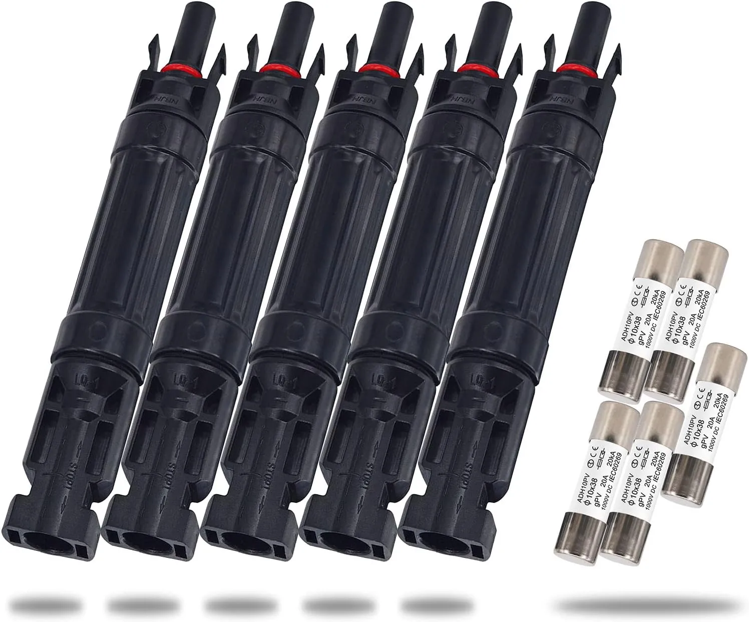 10A Solar Fuse Holder Inline with Male and Female Connector for Solar Panel and Solar Controller, Waterproof Solar Fuse Connector, Solar Surge Protection Device 5pcs
