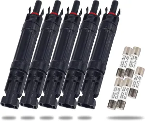 10A Solar Fuse Holder Inline with Male and Female Connector for Solar Panel and Solar Controller, Waterproof Solar Fuse Connector, Solar Surge Protection Device 5pcs