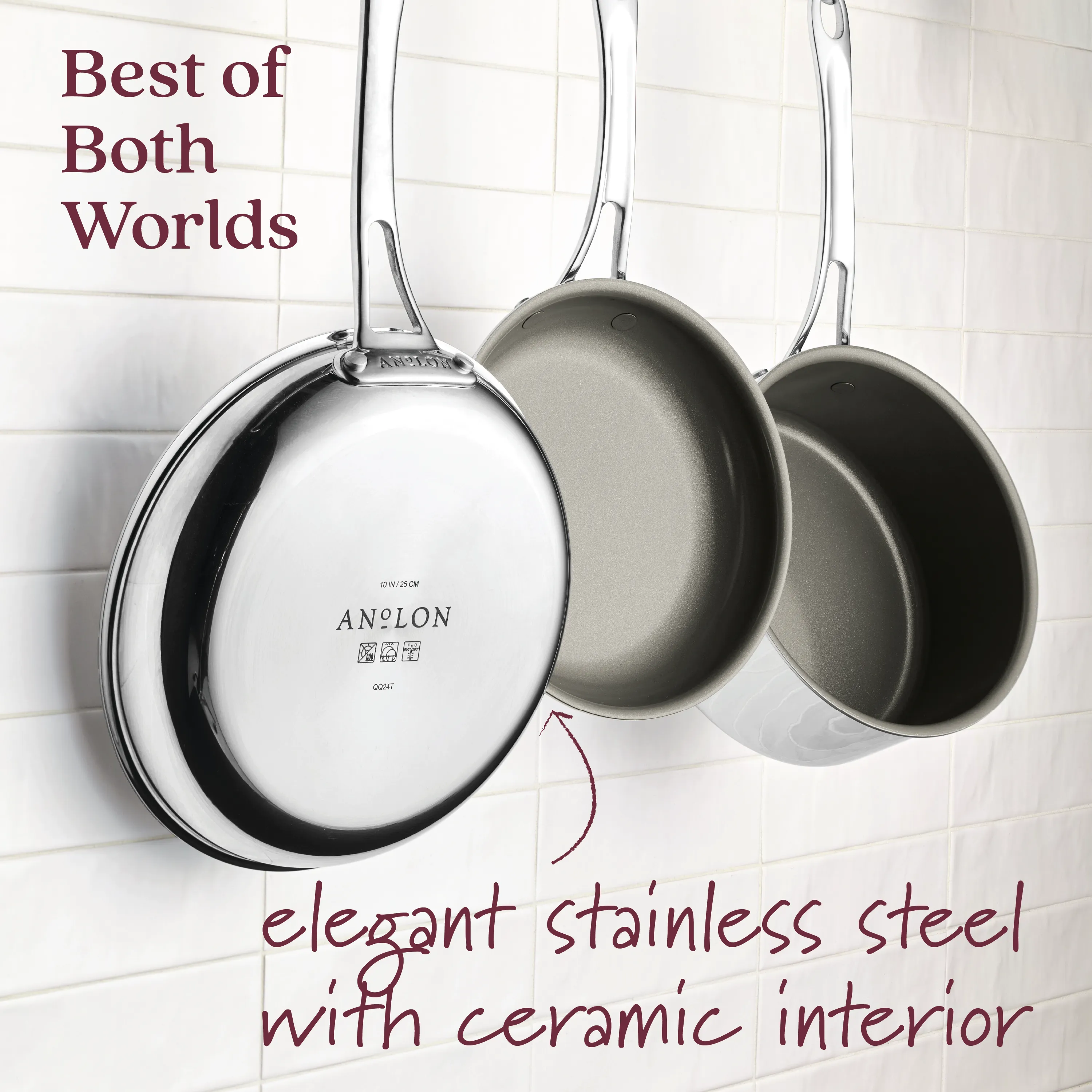 11-Piece Ceramic Nonstick Stainless Steel Cookware Set
