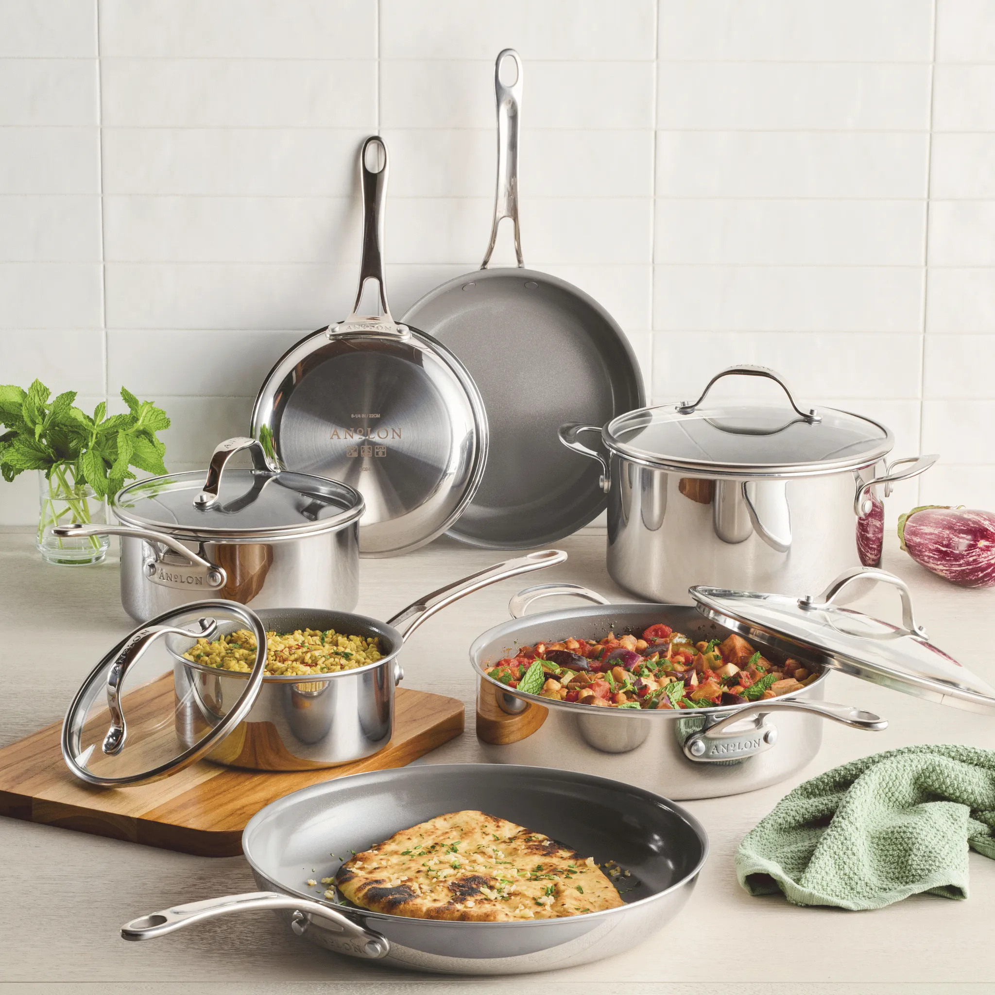 11-Piece Ceramic Nonstick Stainless Steel Cookware Set