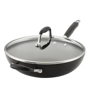 12-Inch Hard Anodized Nonstick Deep Frying Pan with Lid