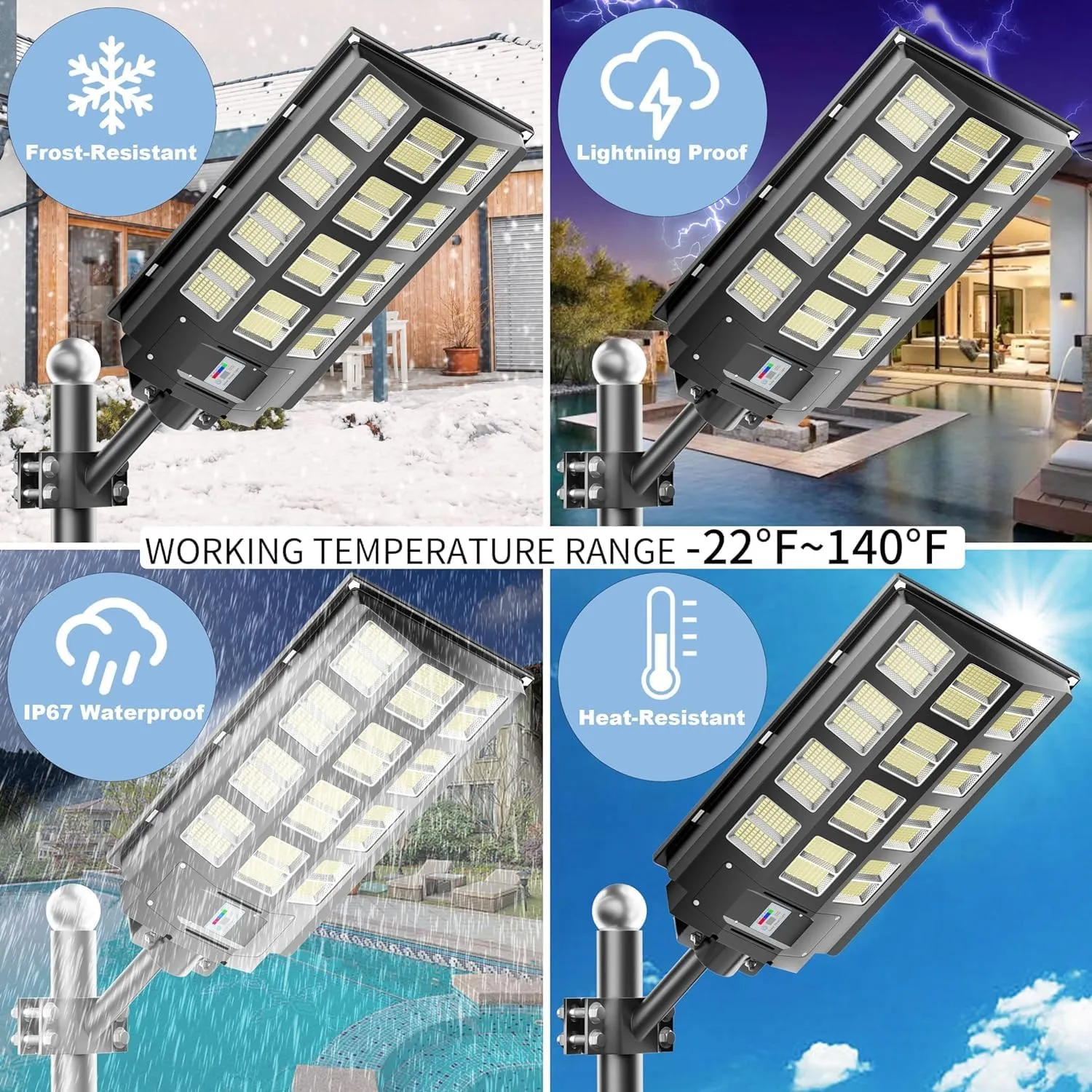 12-Pack Solar Street Light 8000W Parking Lot Light 360000LM Dusk to Dawn Street Lights Solar Powered IP67 Waterproof Wide Angle Lamp with Motion Sensor for Yard, Road