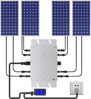 1200W Solar Inverter, Waterproof IP65 Grid Tie Inverter, Wave Inverter with AC Data Monitoring Display LCD Screen, for 30V 36V Solar Panel