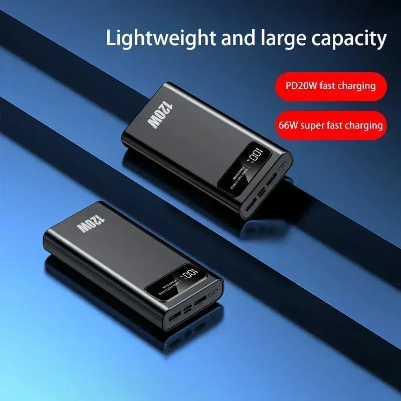 120W 200000mAh Power Bank Super Fast Charging High Capacity Battery Digital Display Power Bank For Samsung Xiaomi Huawei iPhone