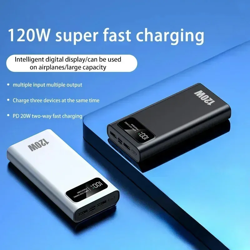 120W 200000mAh Power Bank Super Fast Charging High Capacity Battery Digital Display Power Bank For Samsung Xiaomi Huawei iPhone