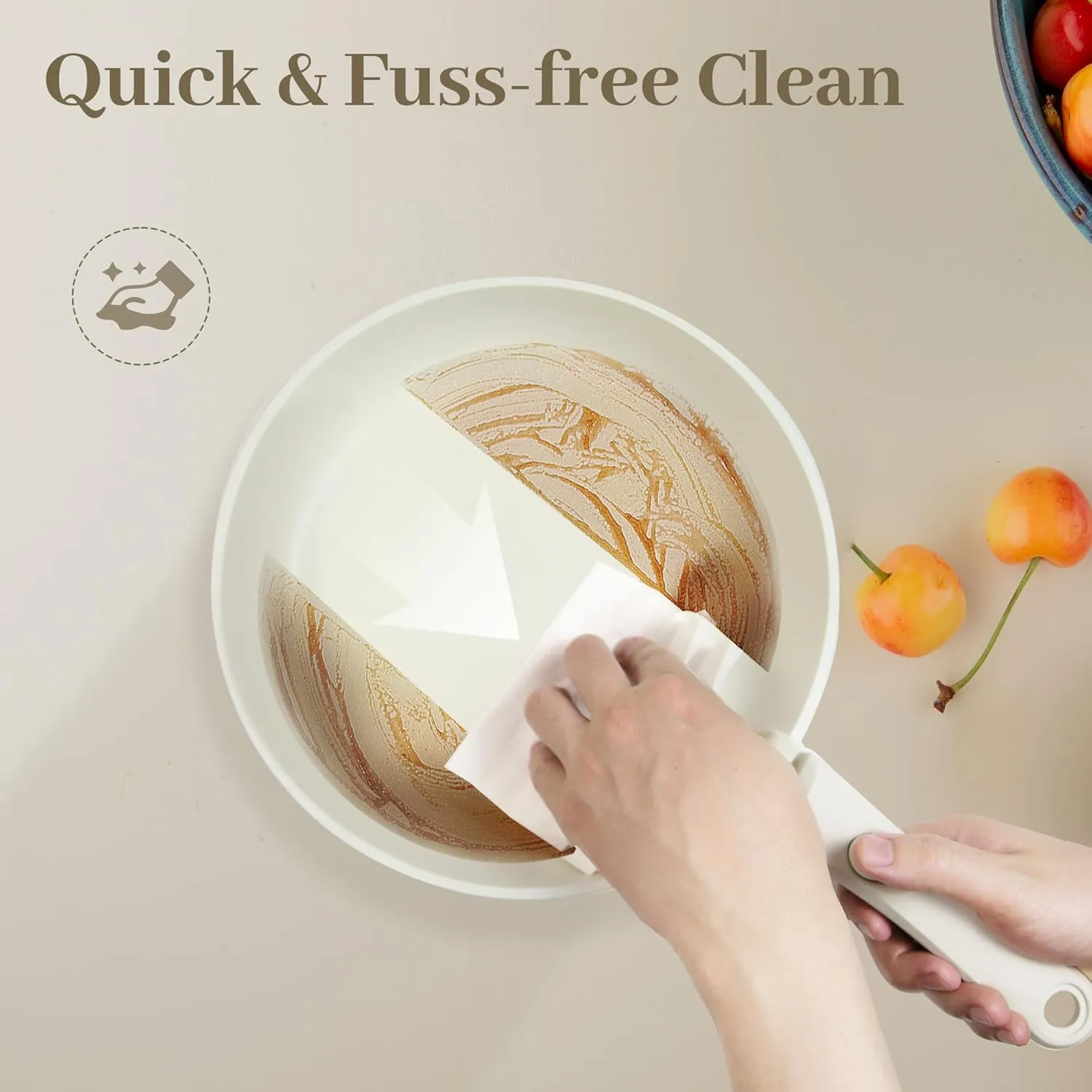 15PCS Pots and Pans Set Non Stick, Kitchen Cookware Sets with Detachable Handle, Ceramic Cookware Sets, Non Stick RV Cookware Cooking Set, Dishwasher ＆ Oven Safe, PFOA Free, Cream White