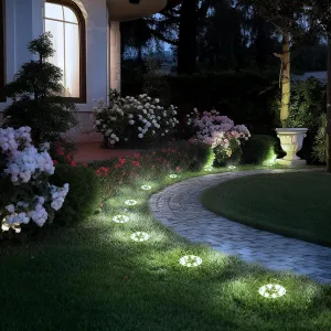 16 Pack Solar Lights Outdoor, 8 LED Solar Powered Ground Lights Waterproof Garden Landscape Lighting for Yard Deck Patio Driveway Pathway Walkway (Cool White)