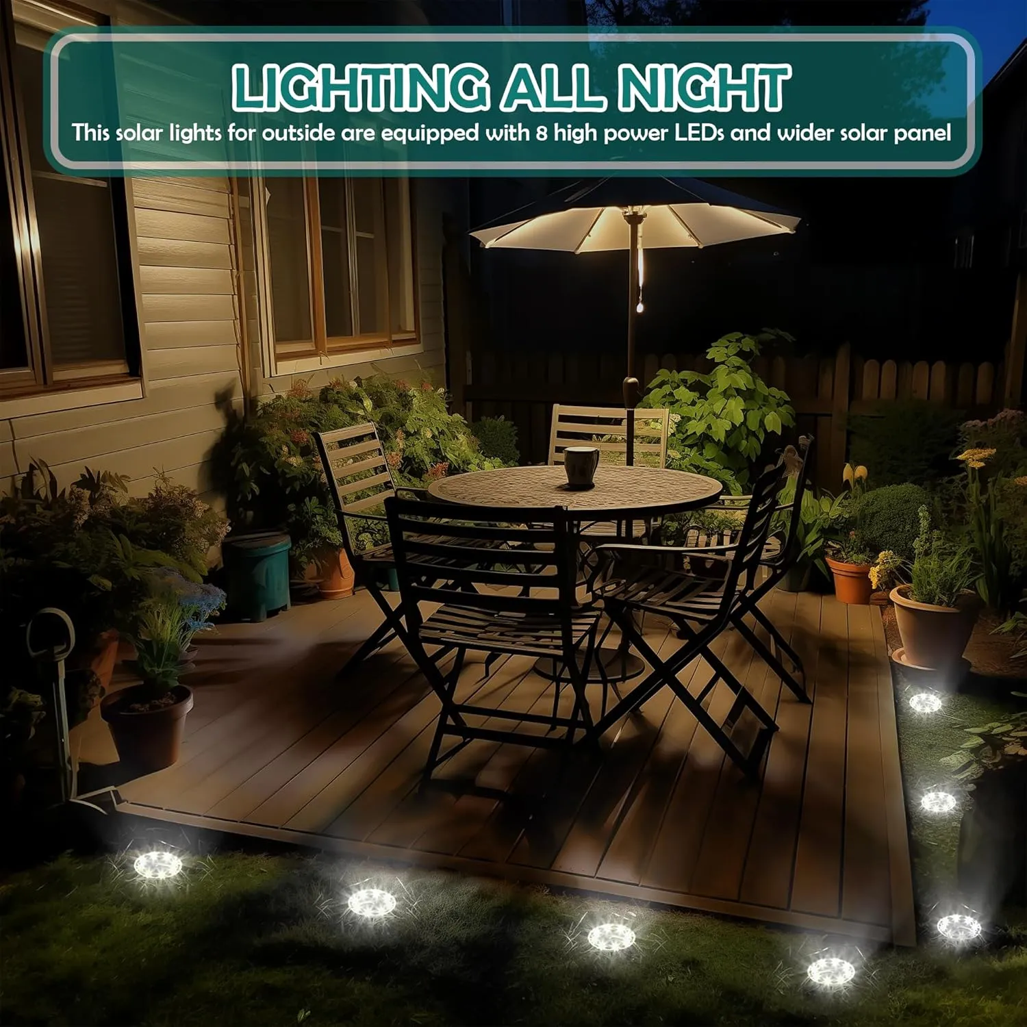 16 Pack Solar Lights Outdoor, 8 LED Solar Powered Ground Lights Waterproof Garden Landscape Lighting for Yard Deck Patio Driveway Pathway Walkway (Cool White)