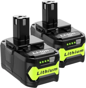 18-Volt 5000mAh Batteries 2-Pack, Replacement for Ryobi 18V Battery 5.0Ah P102, P103, P104, P105, P107, P108, P109, Compatible with Ryobi one  18V Cordless Power Tools and Charger.
