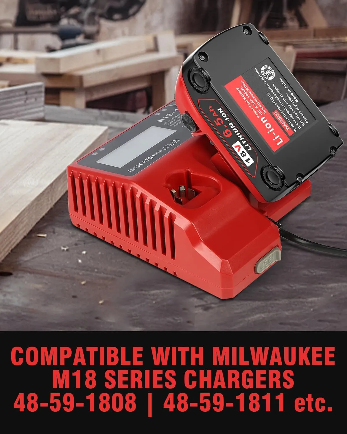 18v Battery 4Pack Replacement for Milwaukee M18 Battery 6.5Ah,High-Capacity Batteries Compaitble with Milwaukee Tools and Charger,2024 Version/New Patented