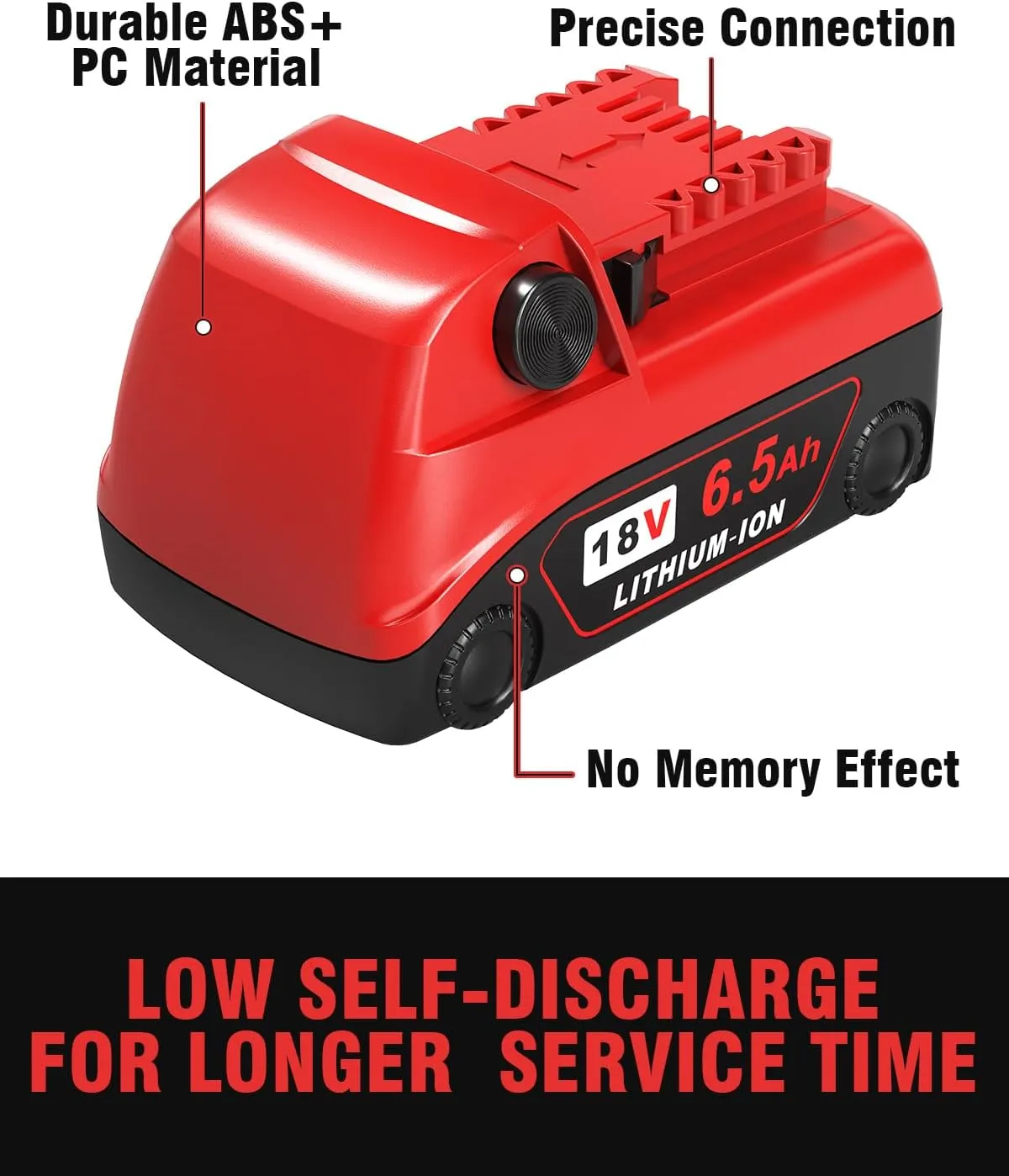 18v Battery 4Pack Replacement for Milwaukee M18 Battery 6.5Ah,High-Capacity Batteries Compaitble with Milwaukee Tools and Charger,2024 Version/New Patented