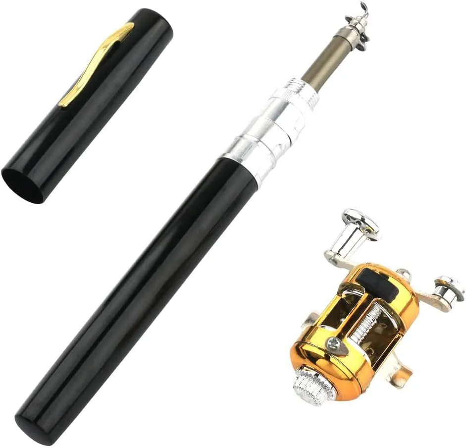 1m Pen Fishing Rod Reel Set Mini Pocket Collapsible Fishing Pole Telescopic Fish Rod
