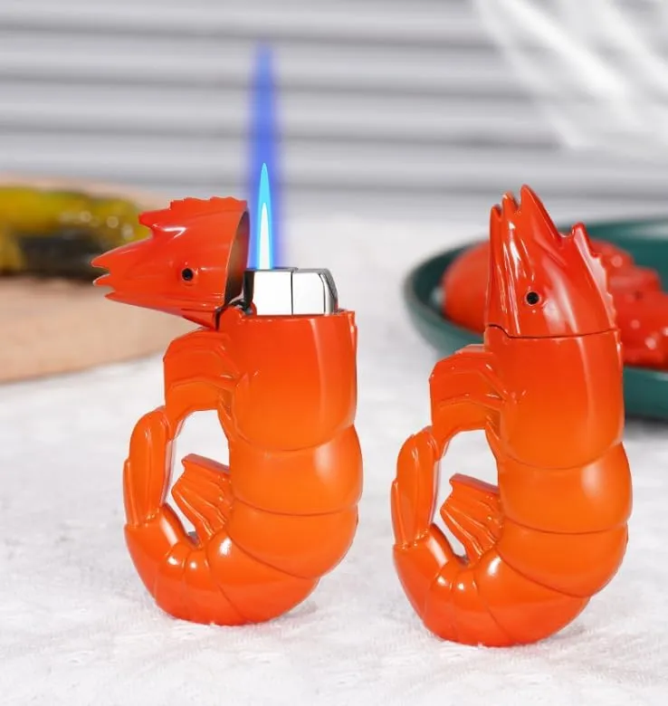 1Piece Color at Random, Creative Shrimp New Lighter, Interesting Lobster Butane Gas Lighter(Note: Butane Gas Not Included)