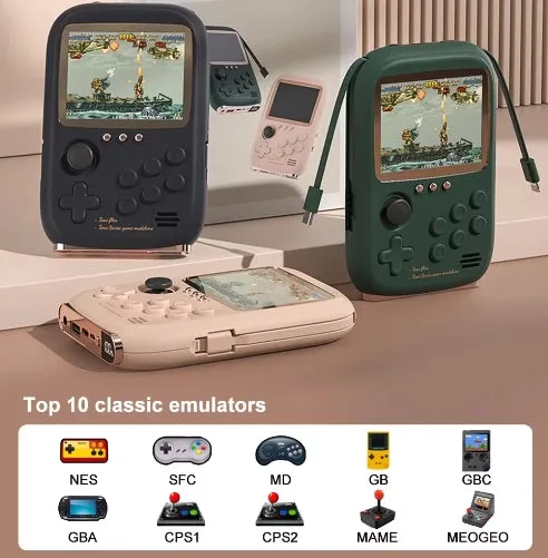 2-in-1 Mini Singles Game Console Power Bank with built-in 2 cable 6000mAh mobile power 3.2-inch color screen 10000 games