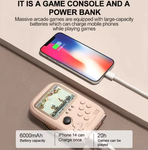 2-in-1 Mini Singles Game Console Power Bank with built-in 2 cable 6000mAh mobile power 3.2-inch color screen 10000 games