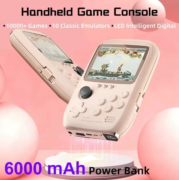 2-in-1 Mini Singles Game Console Power Bank with built-in 2 cable 6000mAh mobile power 3.2-inch color screen 10000 games