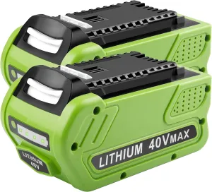 2 Pack 29472 6000mAh 40V Lithium Battery Replacement for GreenWorks 40V 29472 29462 2901319 24282 24252 21332 25322 20672 2101602 20312 24322 21362 26272 Batteries for Cordless Power Tools