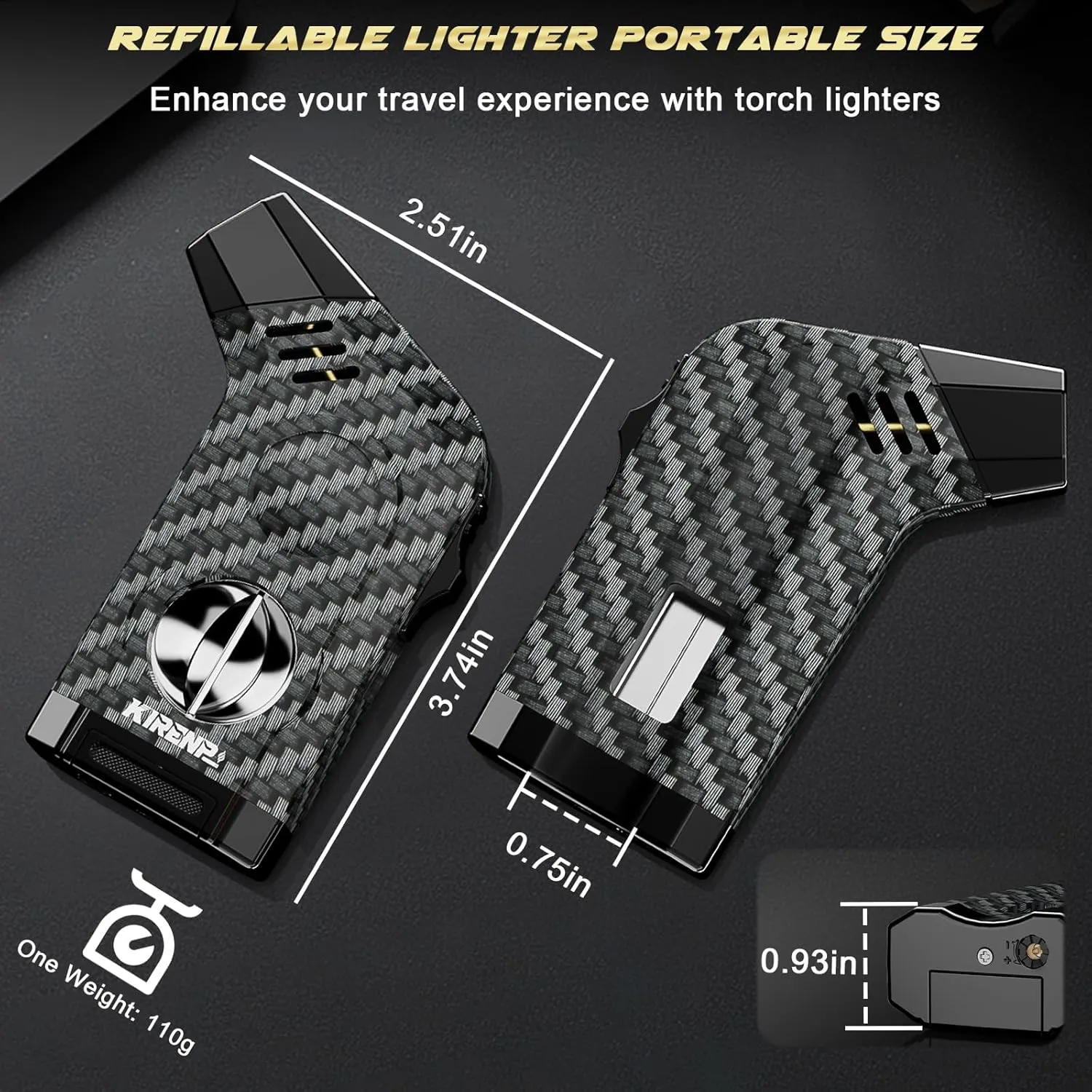 2-Pack All-in-one Torch Lighter with Cutter, Holder, Powerful Jet Flame, Gifts for Men, Windproof Lighters, Refillable Butane Lighter for Candles, Travel