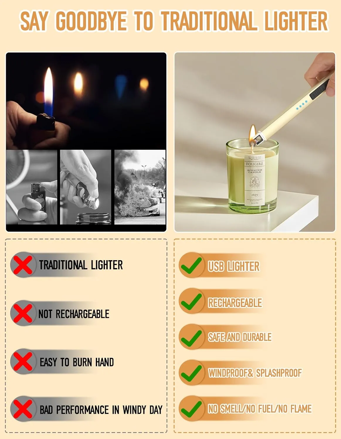 2 Pack Electric Candle Lighter, USB Arc Rechargeable Windproof Long Lighter for Candle, Camping, BBQ, Gift