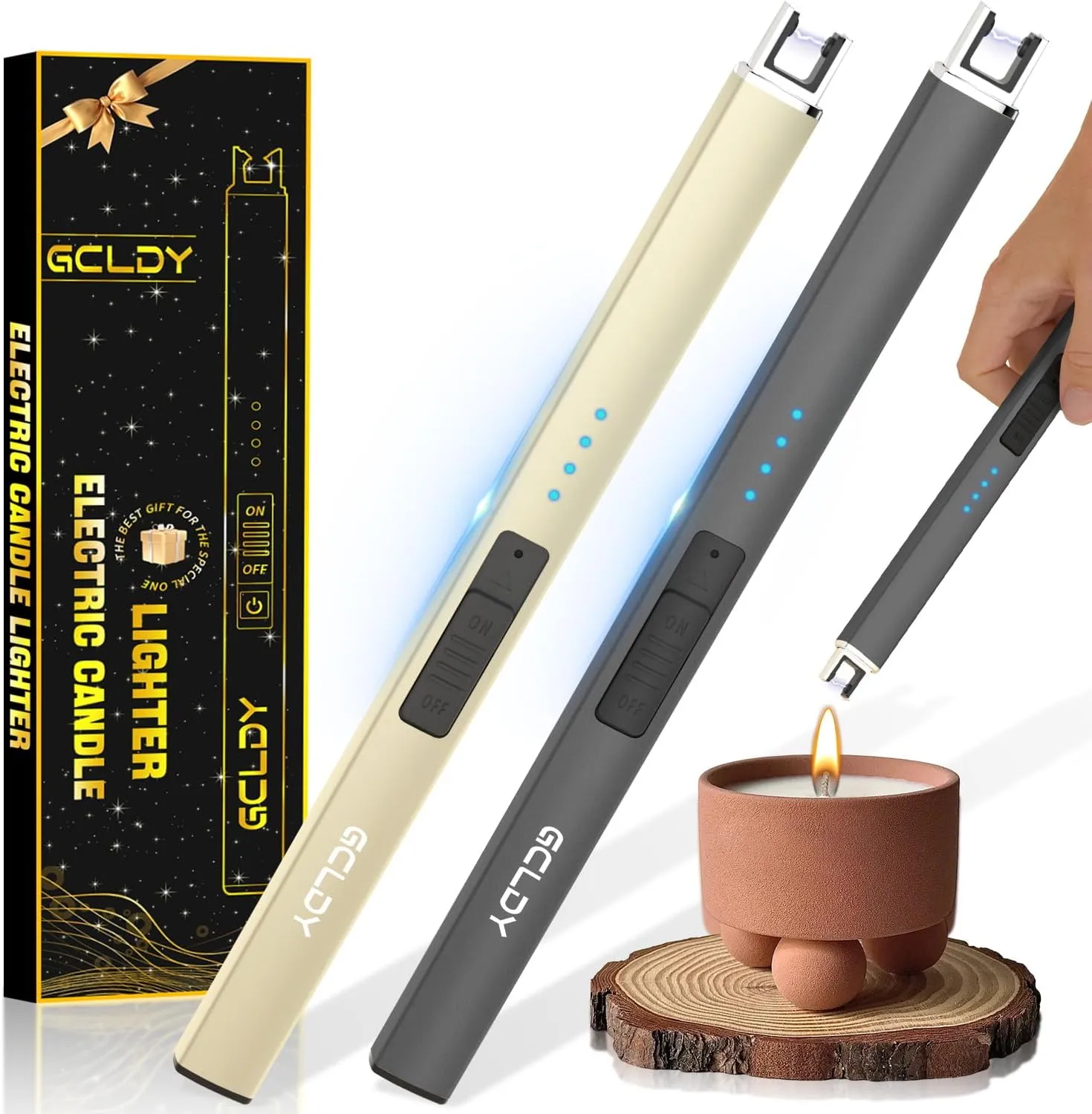 2 Pack Electric Candle Lighter, USB Arc Rechargeable Windproof Long Lighter for Candle, Camping, BBQ, Gift