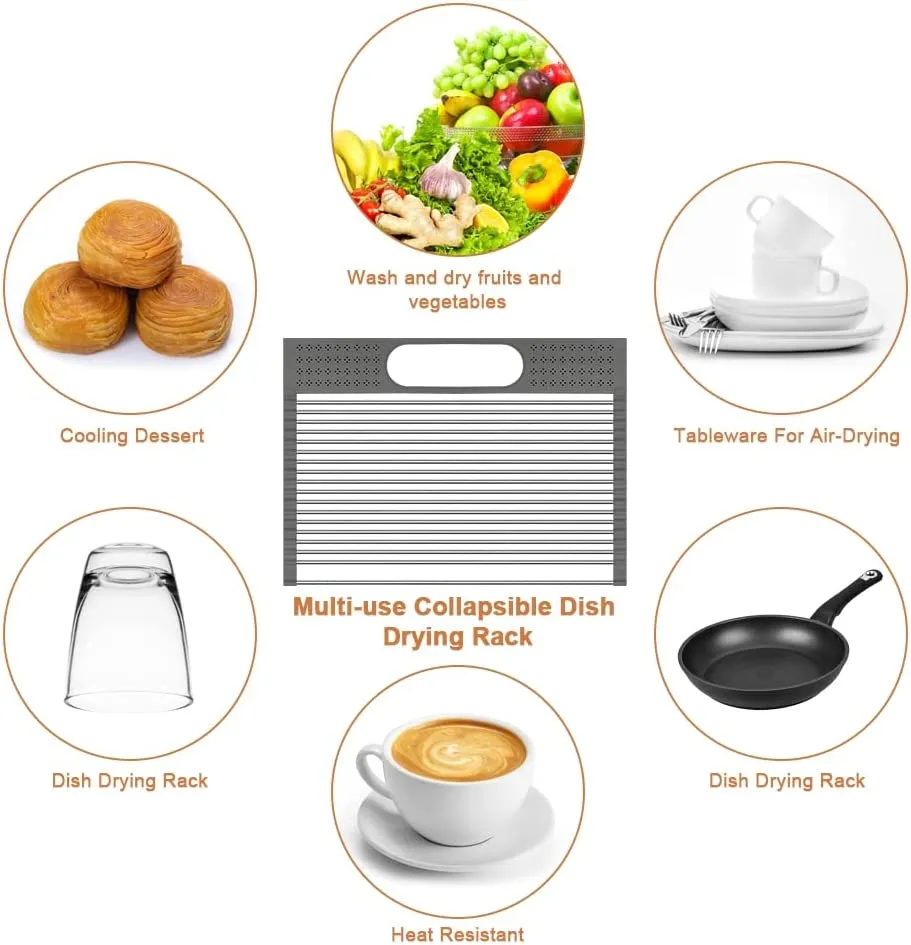 2 Pack Large Stainless Steel Roll Up Dish Drying Rack With Utensil Holder For Home Kitchen
