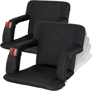2 Pack Stadium Seats for Bleachers w/Back Support Padded Cushions 20.5"/25" Wide Comfortable Bleacher Chairs, Portable & Reclining Design - Ideal for Camping, Stadium Events