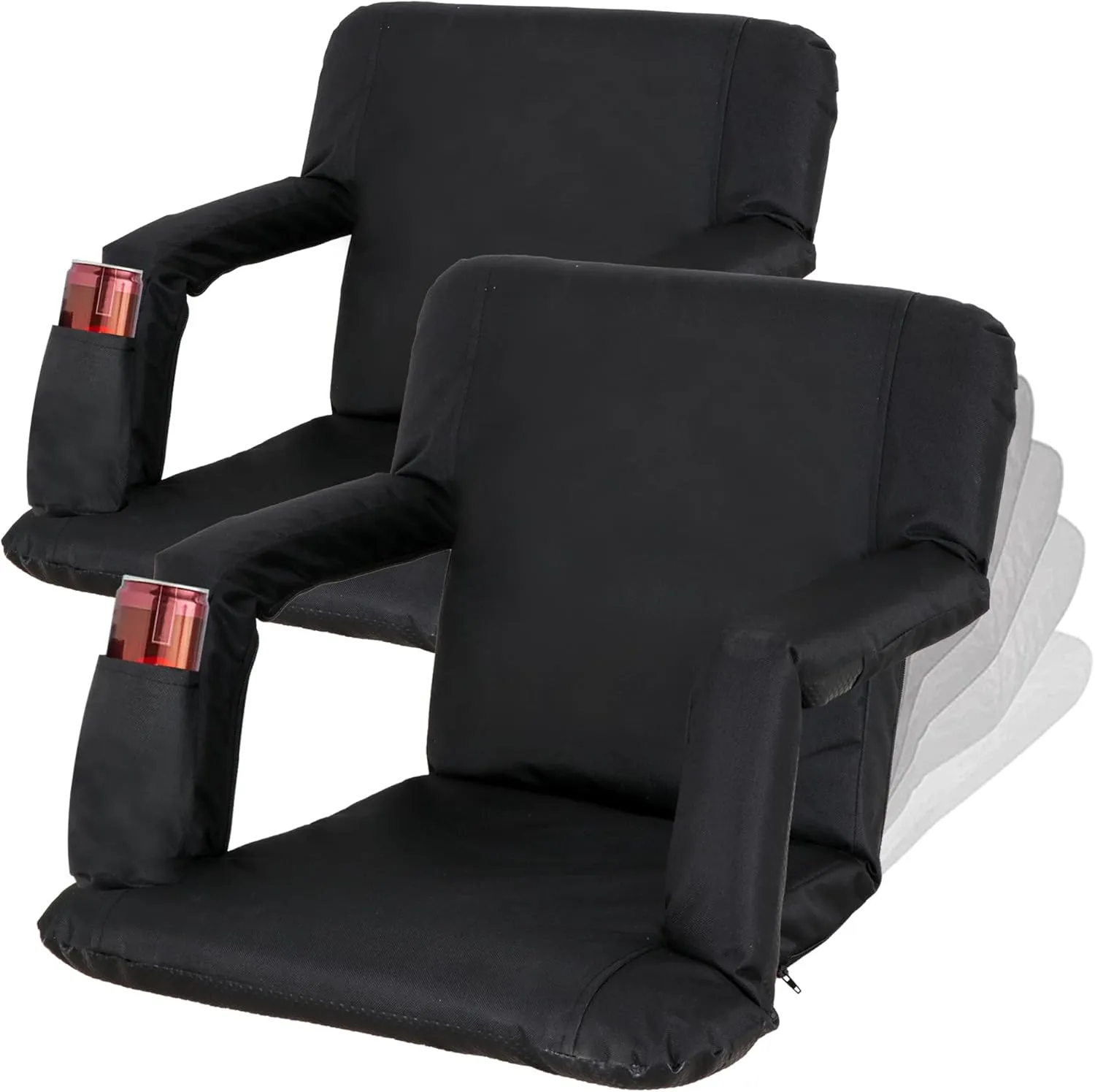 2 Pack Stadium Seats for Bleachers w/Back Support Padded Cushions 20.5"/25" Wide Comfortable Bleacher Chairs, Portable & Reclining Design - Ideal for Camping, Stadium Events