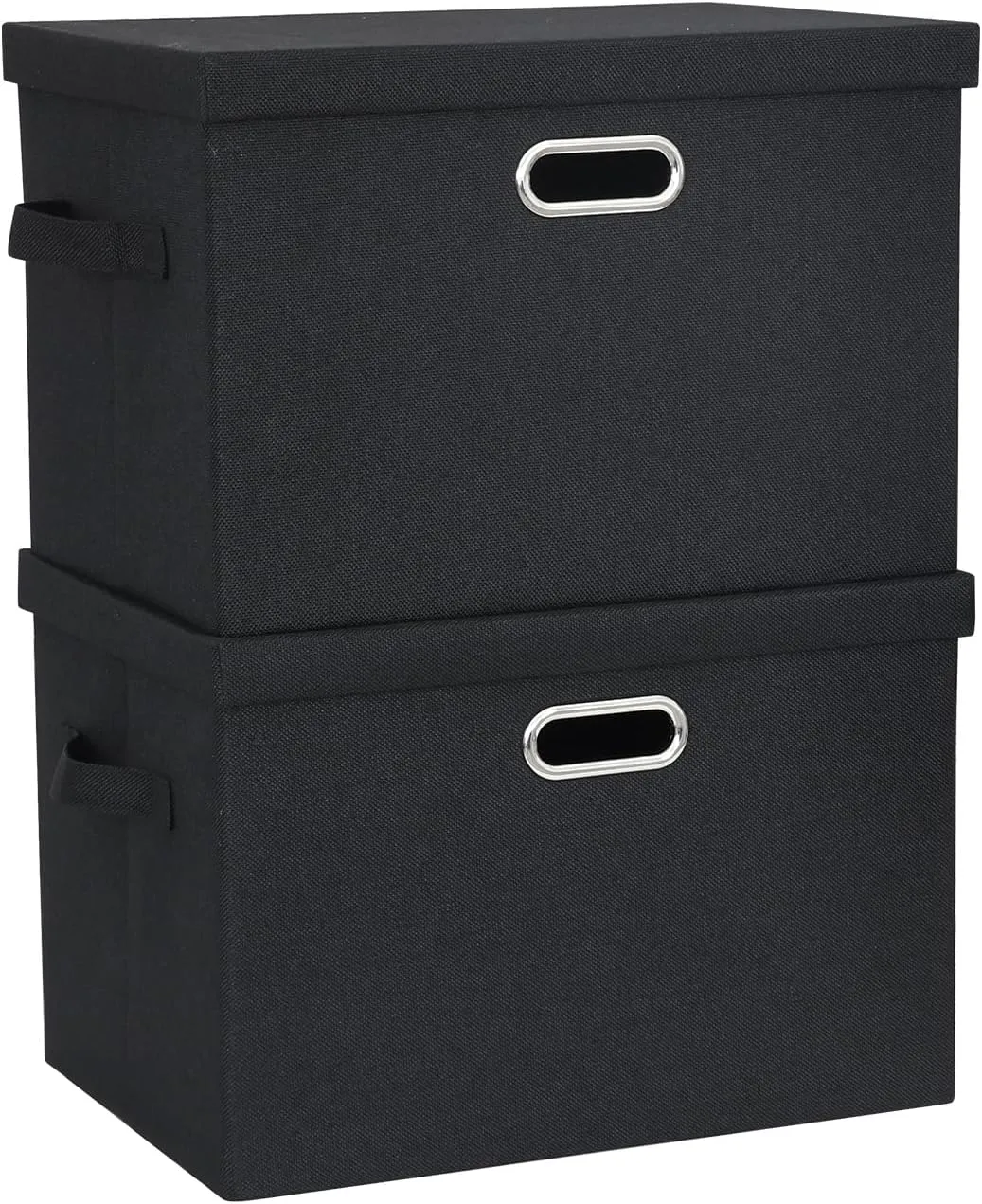 2-Pack Storage Bins with Lid, 16.6x12.3x11.1 Inch Fabric Cube Bins Organizer Basket Foldable Storage Box Containers with Handles for Closet Shelf Home Office Utility Room - Black