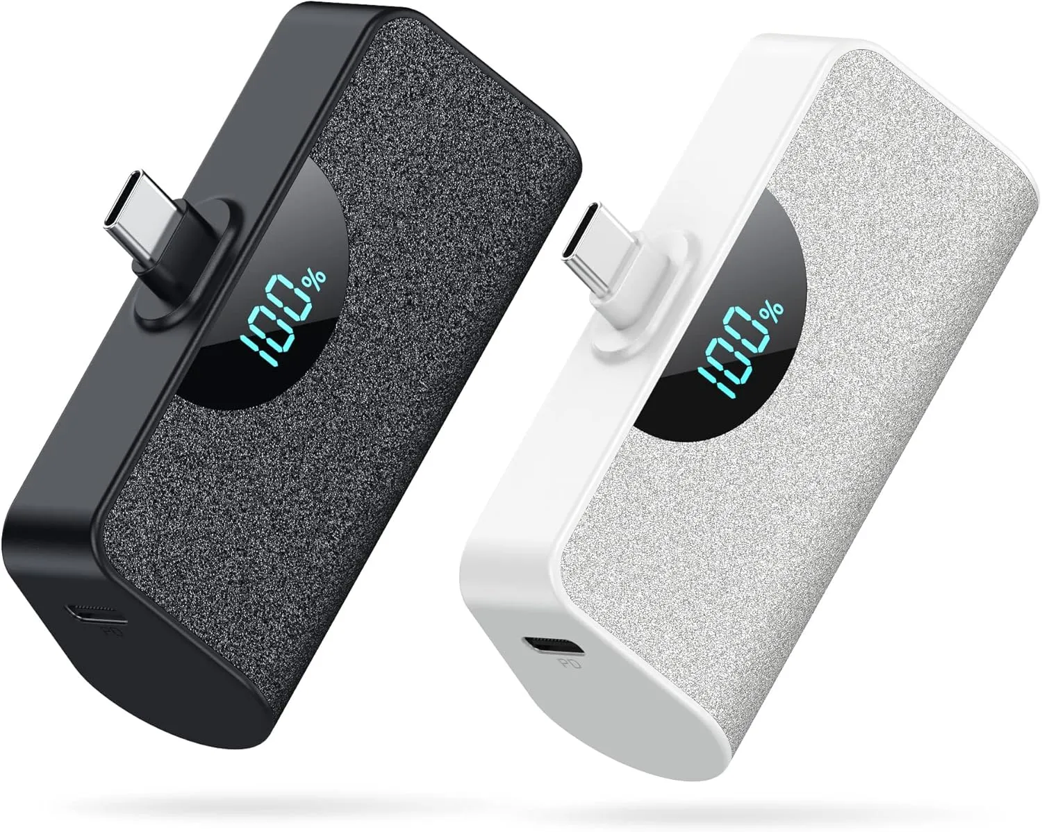 [2 Pack]Mini Portable Charger USB-C Power Bank 5200mAh,LCD Display PD Fast Charging Battery Pack Backup Charger Compatible with iPhone 16/16 Plus/16 Pro/16 Pro Max/15 Series,Samsung,Android Phones etc