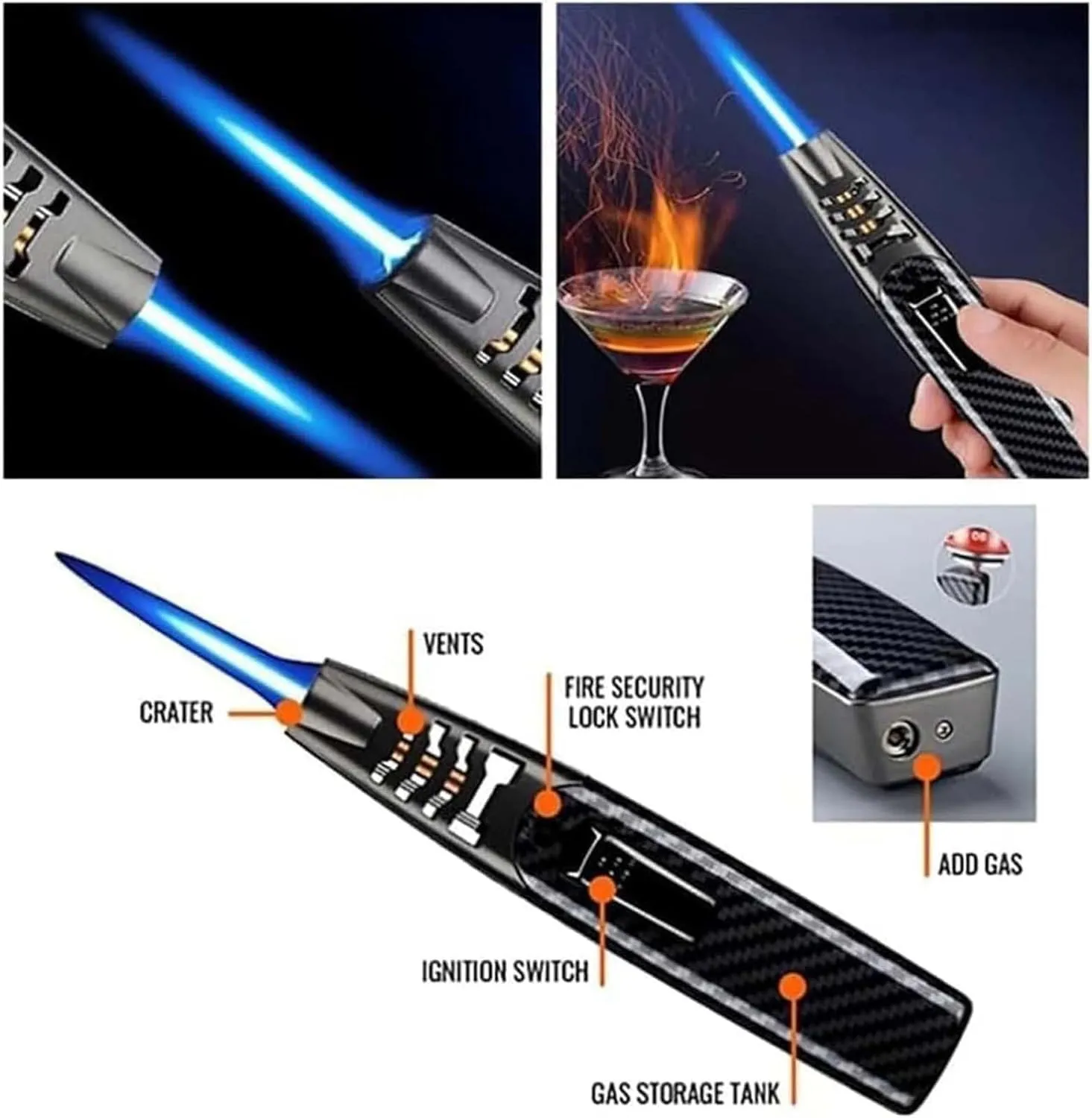 2 Pcs Fire Blaze Lighter, Fireblaze Jet Flame Lighter, Powerful Adjustable Flame Dual-Arc Torch Lighter, Waterproof and Windproof Lighter for Camping Barbecue Kitchen Outdoor Activities (A)