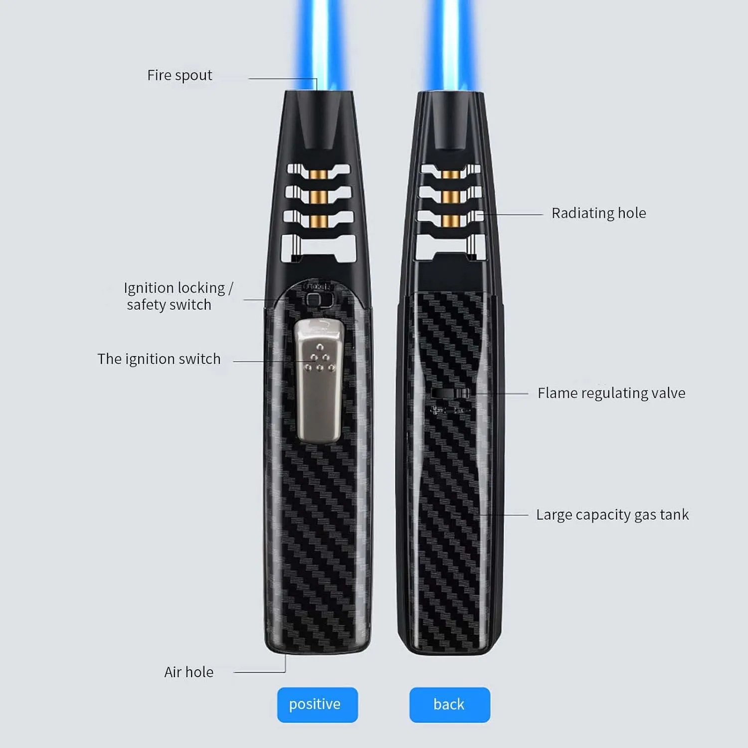 2 Pcs Fire Blaze Lighter, Fireblaze Jet Flame Lighter, Powerful Adjustable Flame Dual-Arc Torch Lighter, Waterproof and Windproof Lighter for Camping Barbecue Kitchen Outdoor Activities (A)