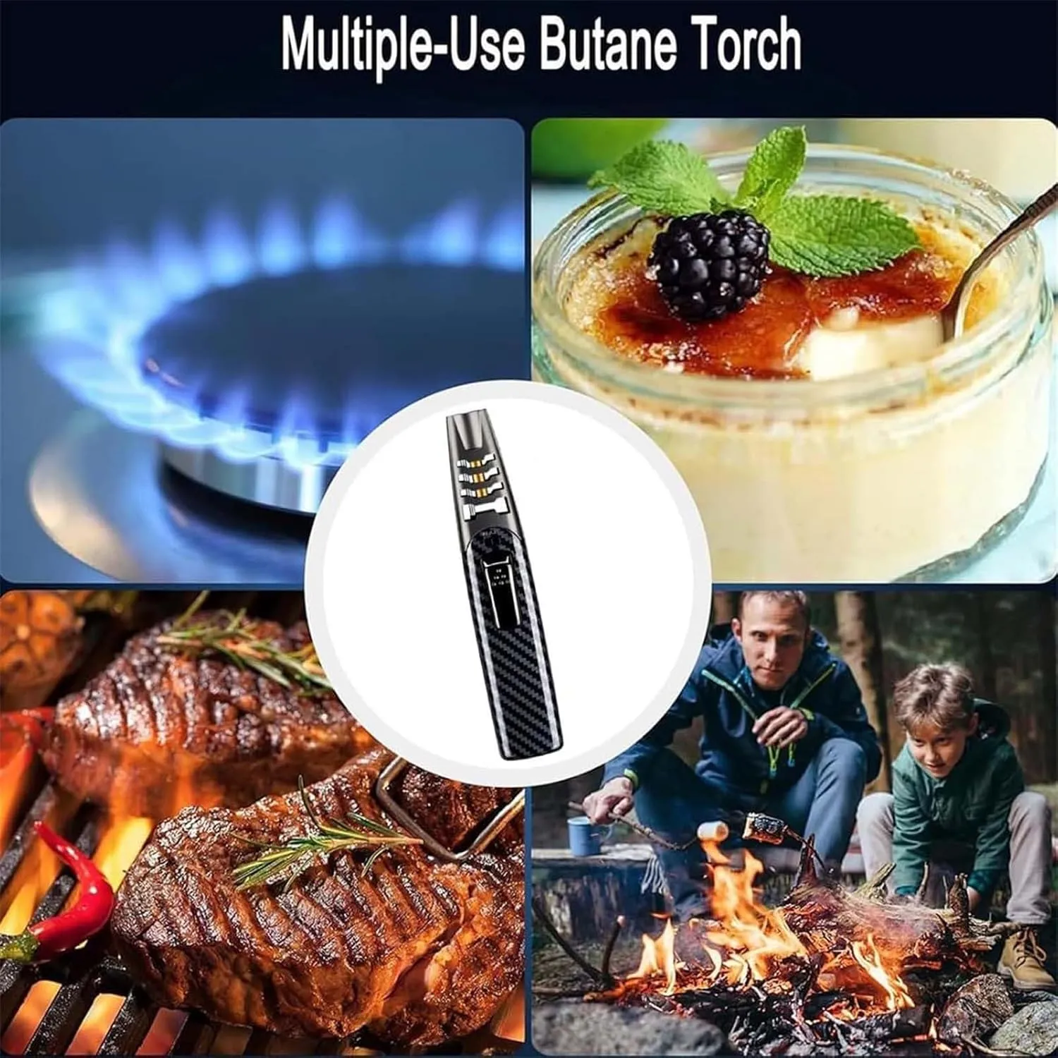 2 Pcs Fire Blaze Lighter, Fireblaze Jet Flame Lighter, Powerful Adjustable Flame Dual-Arc Torch Lighter, Waterproof and Windproof Lighter for Camping Barbecue Kitchen Outdoor Activities (A)