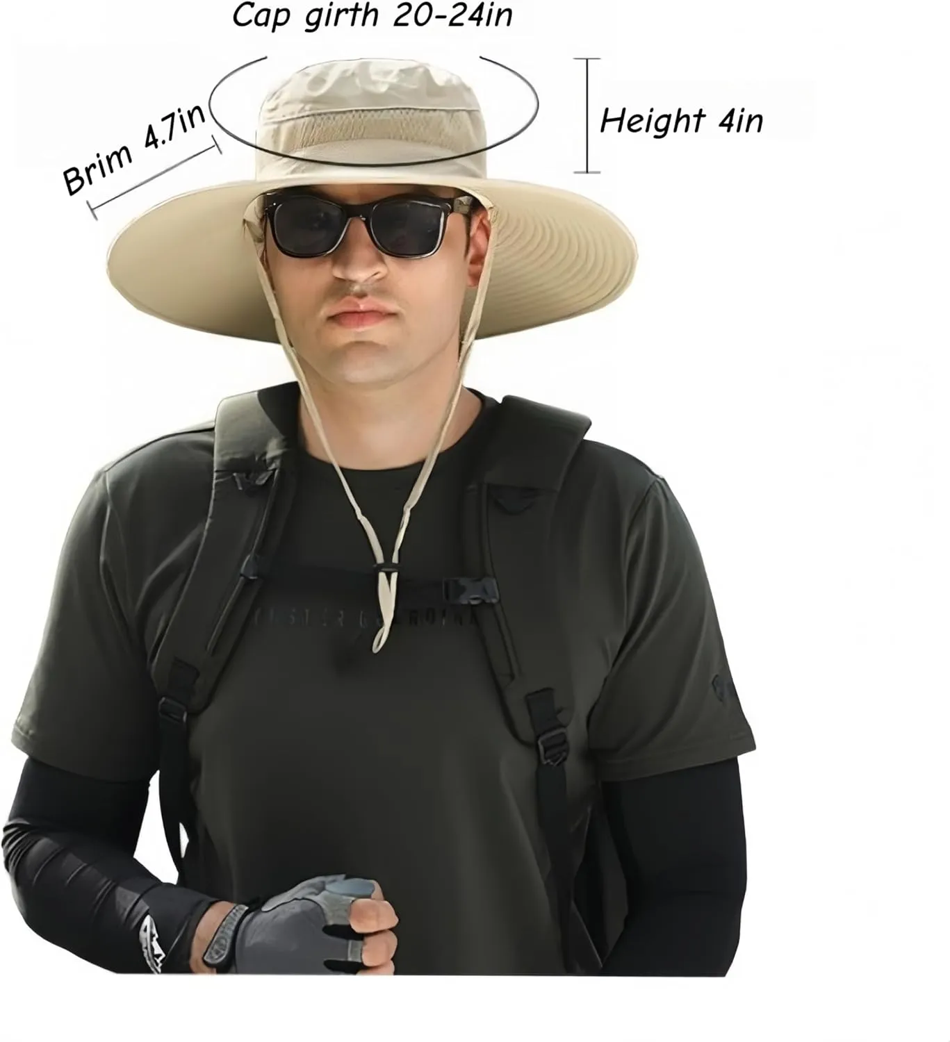 2 Solar Fan Sun Bucket Hat-Outdoor Wide Brim Sun Hat, Fishing Hat with Fan for Men, Waterproof Outdoor Camping Fishing Hat