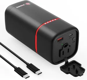 20000mAh/74Wh Power Bank with AC Outlet for Laptop,80W(Peak 100W) Laptop Charger,Smartphone Power Bank, 30W Type-C/USB-A Ports,Fast Charging Lightweight Portable Power Station for Home/Travel