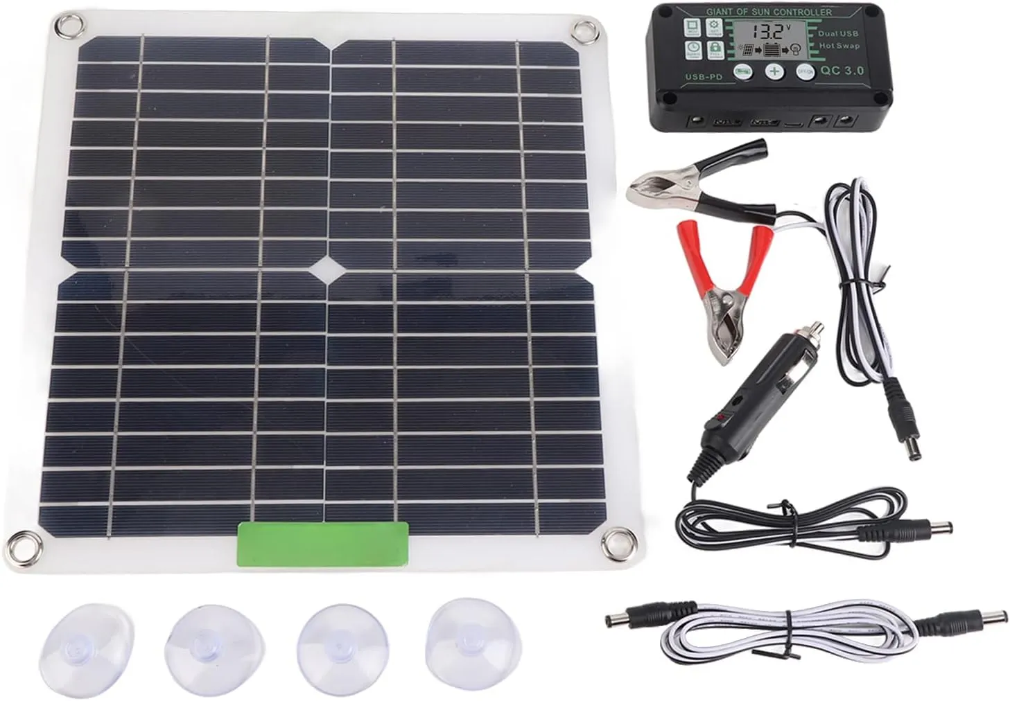 200W 12V Portable Monocrystalline Solar Panel Kit with Controller for Cycling Mountaineering Hiking Camping Lightweight, Durably (10A)