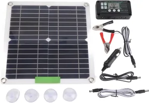 200W 12V Portable Solar Panel Kit, Solar Charge Controller Monocrystalline Solar Panel with Controller for Cycling Mountaineering Hiking Camping