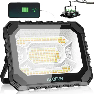200W LED Solar Work Light Rechargeable, 16000LM Magnetic Worklight 3000K/4500K/6500K, 16000mAh Battery, IP66 Waterproof Portable Solar Outdoor Working Light for Emergency, Camping