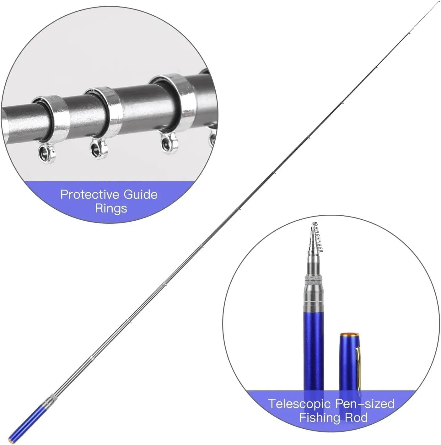 2023 New Pocket Size Aluminum Alloy Mini Collapsible Pen Fishing Rod, Ultralight Telescopic, Suit for River, Lake, Reservoir