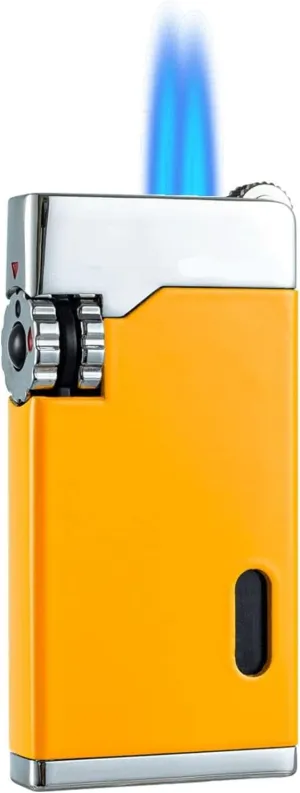 2024 Torch Lighter, Refillable Reusable Flint Lighter, Small Portable Butane Premium Quality Multifunctional Lighter, Candle, Camping (Gas Not Included)(Yellow)