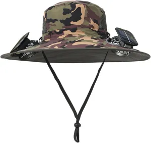 2025 New Solar Fan Hat,with 2 Solar Powered Fans,Outdoor Summer UV Hiking Camping Fishing Hat,Solar & USB Charging