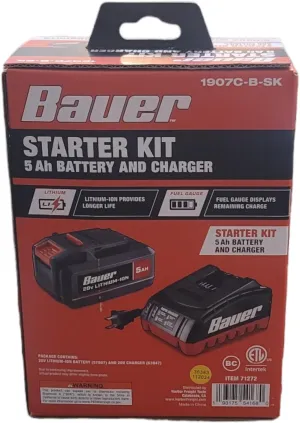 20V 5 Ah Lithium-Ion Battery and Charger Starter Kit - Compatible with Bauer