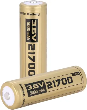 21700 Rechargeable Battery Case Set, 2pack 5000mah Large Capacity 3.6Volt 21700 Tip Battery for flashlights ect,
