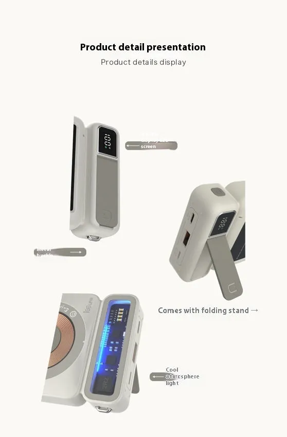 225W Fast Charging Wireless Magnetic Power Bank | Large Capacity | Retro Gray Design