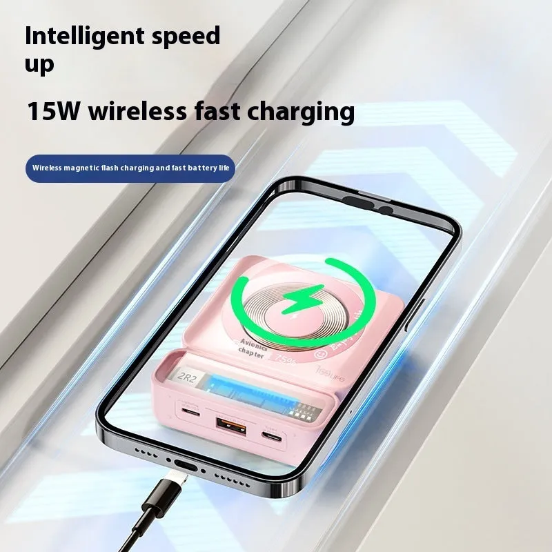 225W Fast Charging Wireless Magnetic Power Bank | Large Capacity | Retro Gray Design